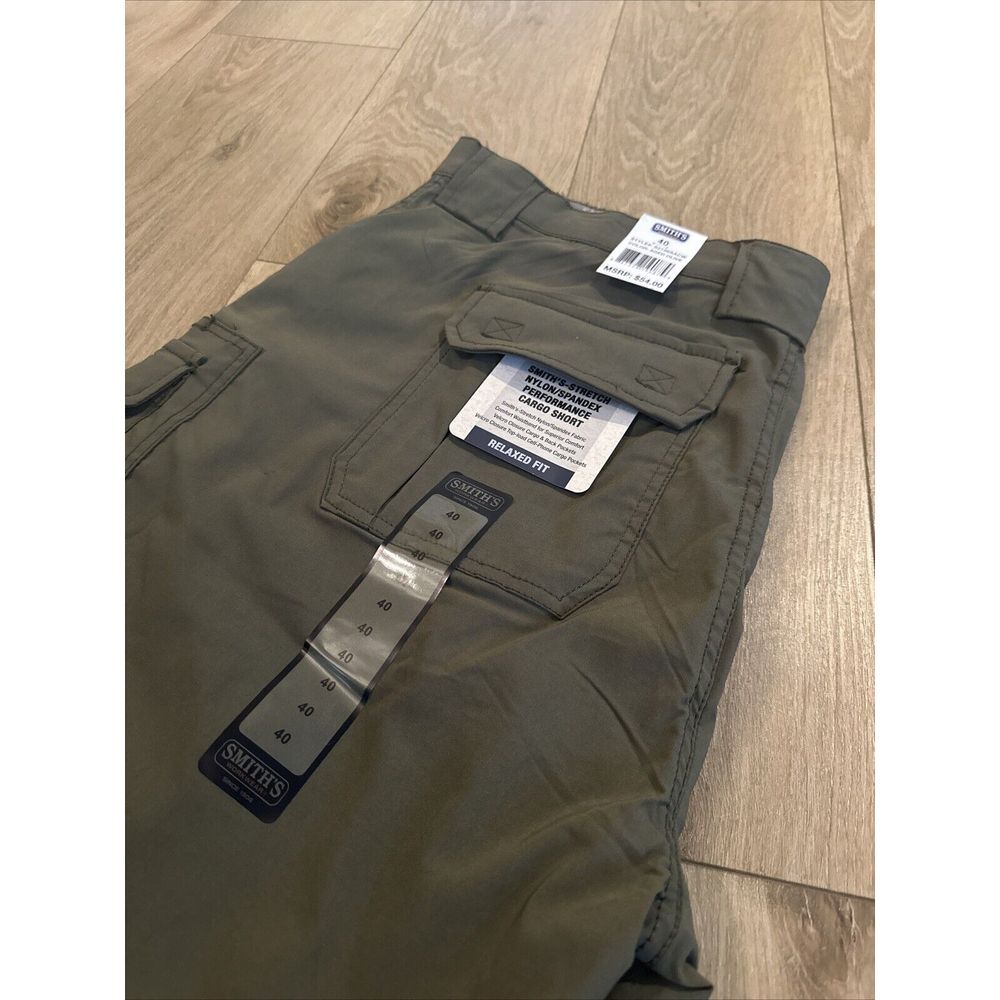 Smith's Men's Performance Stretch Cargo Shorts Olive Green Size‎ 40 NEW